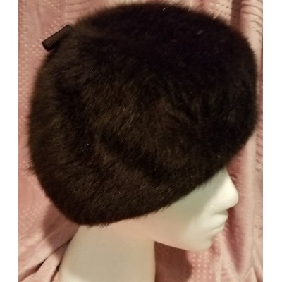 Vintage Kangol 's Fugora Beret Black Rabbit Fur Hat 21" brim   eb-31375885
